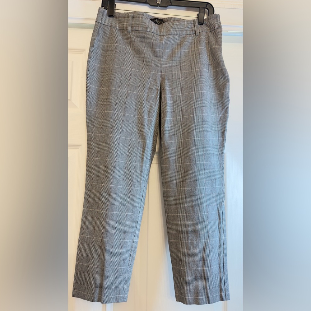 Talbots Classic Gray Ankle Plaid Women's Pants - Picture 4 of 12